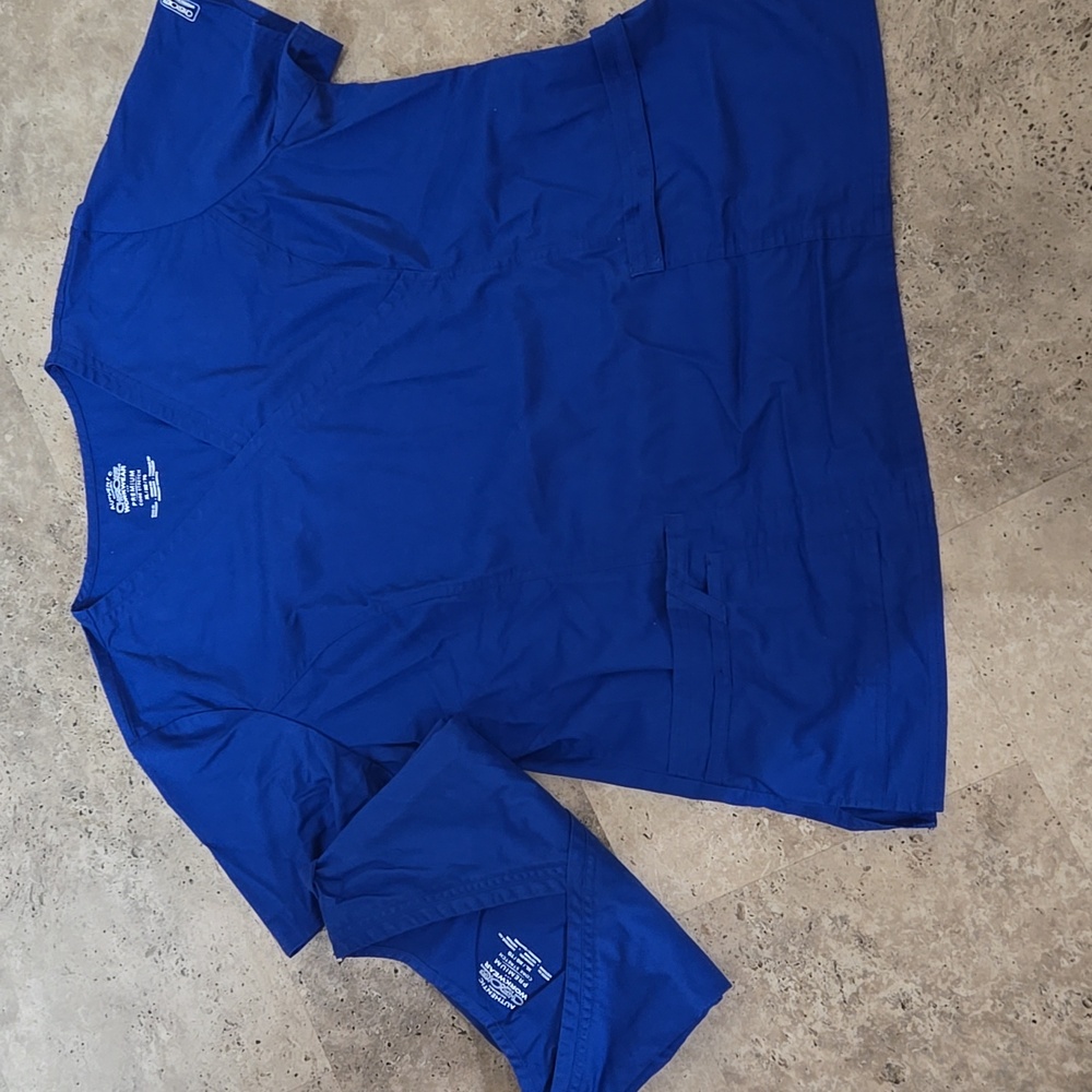 Cherokee workwear core stretch size xl blue scrub tops; set of 2